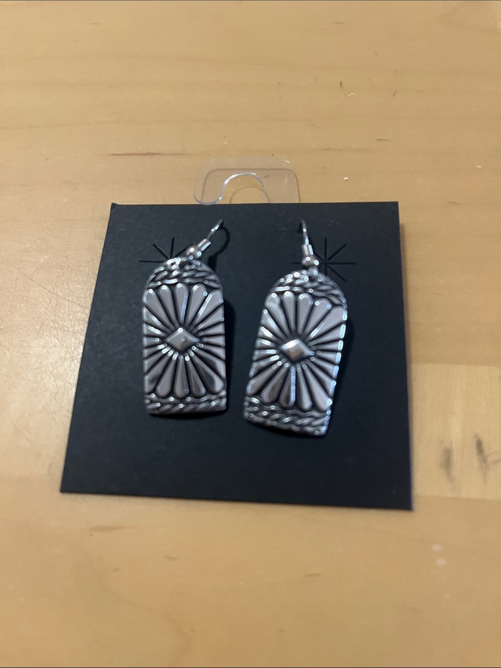 Silver-Tone Floral Etched Dangle Earrings - Women Jewelry - Picture 2 of 2